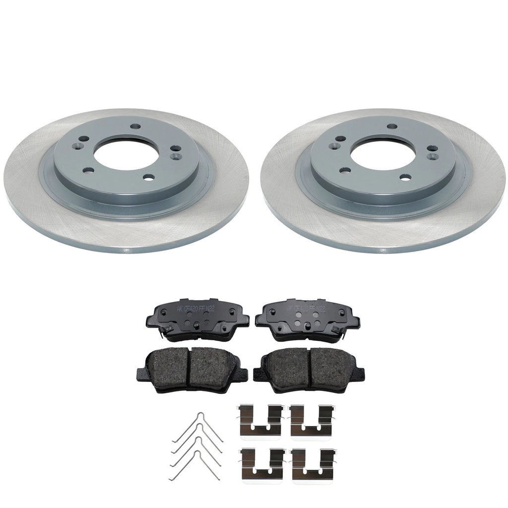 Set of 2 Rear Rotors & Akebono ProACT Ceramic Brake Pads for Sonata Optima