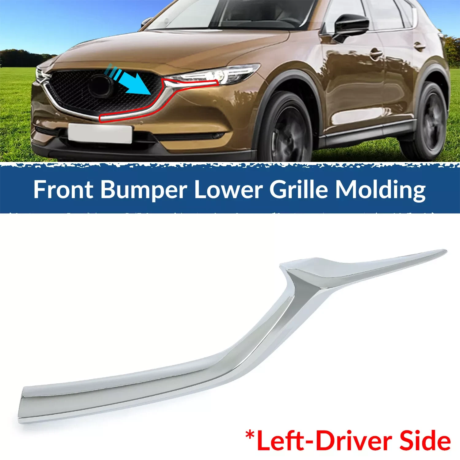 Front Bumper Lower Grille Molding Trim for Mazda CX-5 (2017–2021)