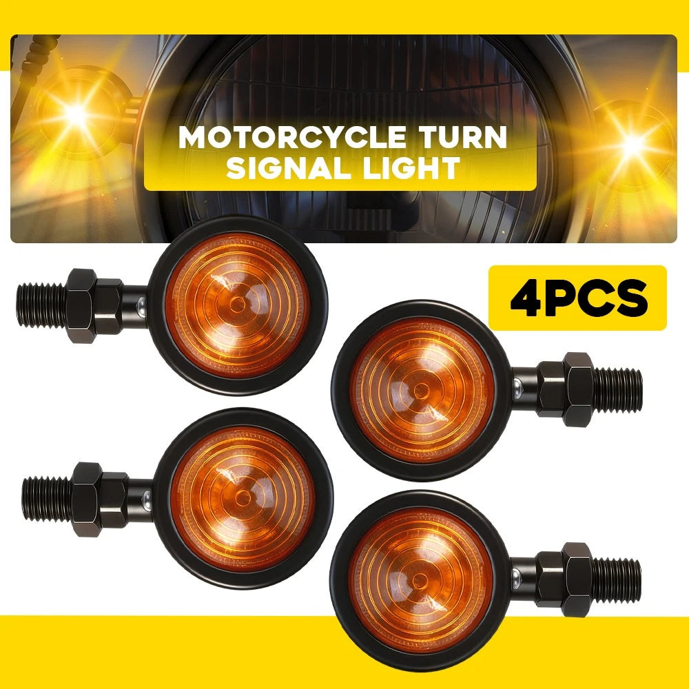 Set of 4 Bullet Turn Signal Blinker Lights Amber for Harley Davidson