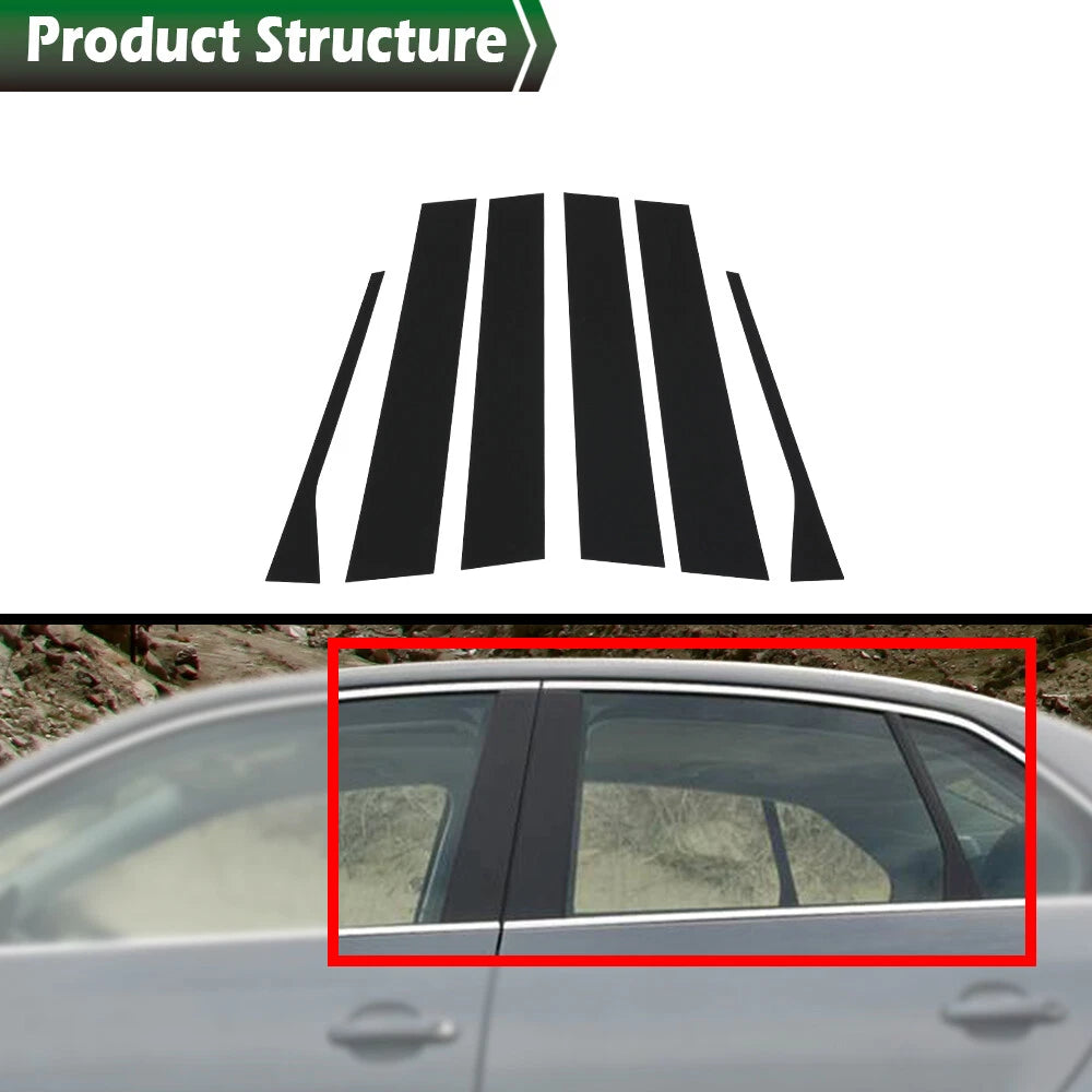 Set of 6 Black Pillar Post Door Trim for VW Jetta MK5 (2006–2010)