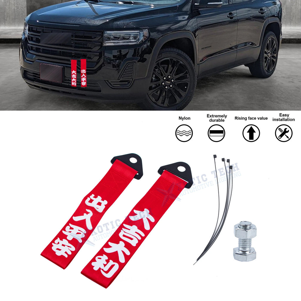 Drift Style Red Bumper Nylon Tow Strap Belt for GMC Terrain Acadia Sierra (2018–2023)