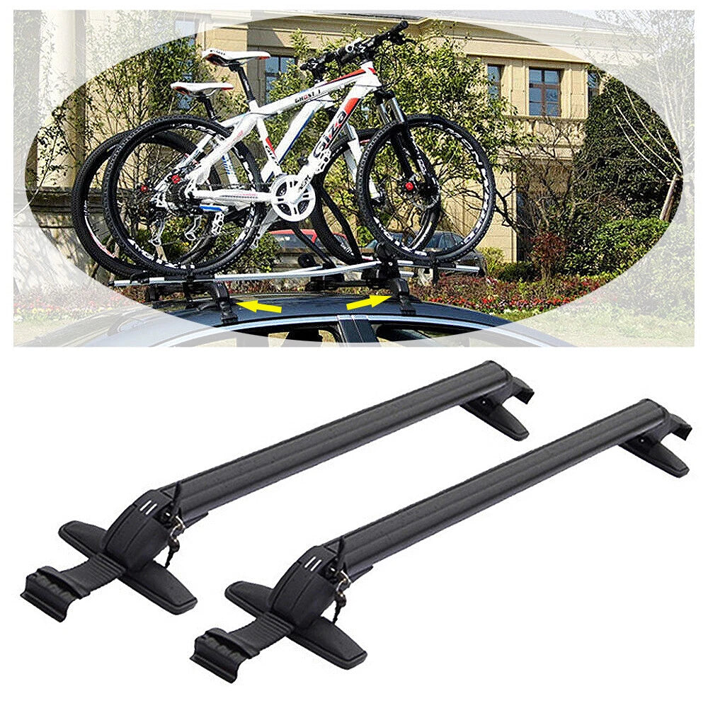 Roof Rail Luggage Rack for Car (110cm, Aluminum, Black, w/ Lock & Key)