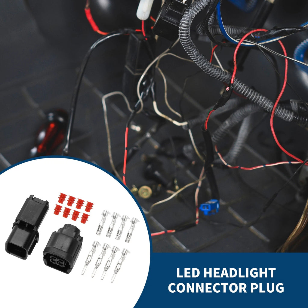 Set of 4 Pin LED Headlight Connector Plug for Honda 