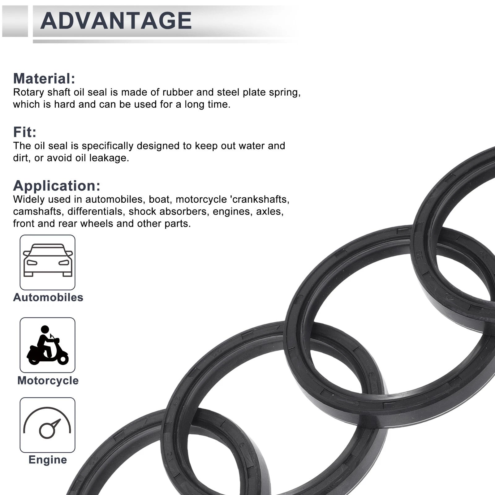 Set of 5 Oil Seal Rotary Shaft Seal NBR Rubber 45x55x7mm