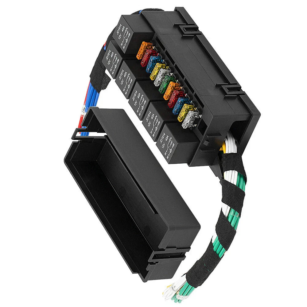 11-Way Relay Fuse Box w/ Pre-Wire for Car - High Temp Resistant (N/A)