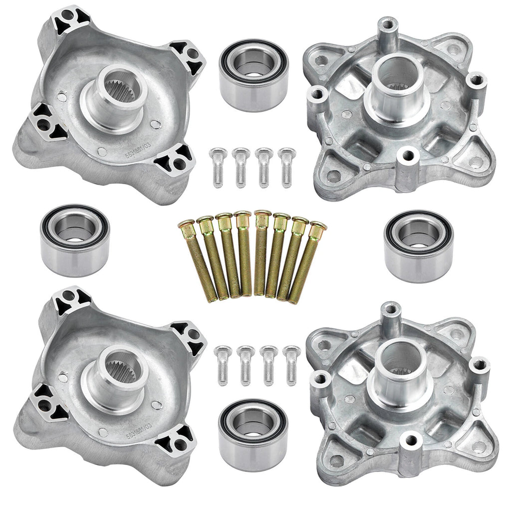 Front & Rear Wheel Hubs w/Bearings for Polaris RZR 800 RZR 800 S (2008–2014)
