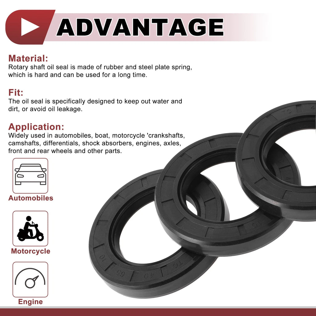 Set of 5 Rotary Shaft Oil Seals 40x65x10mm Nitrile Rubber