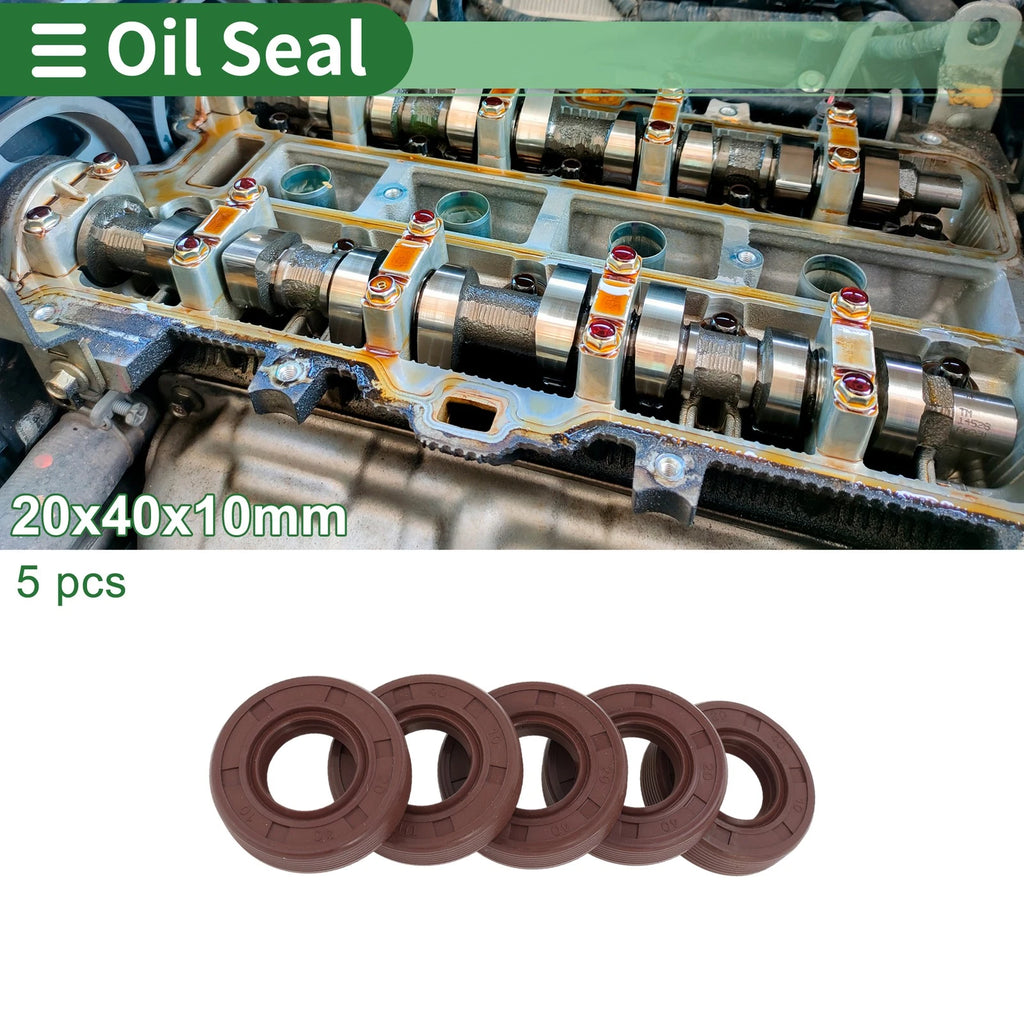 Set of 5 Oil Seals FKM Rubber 20x40x10mm for High Pressure