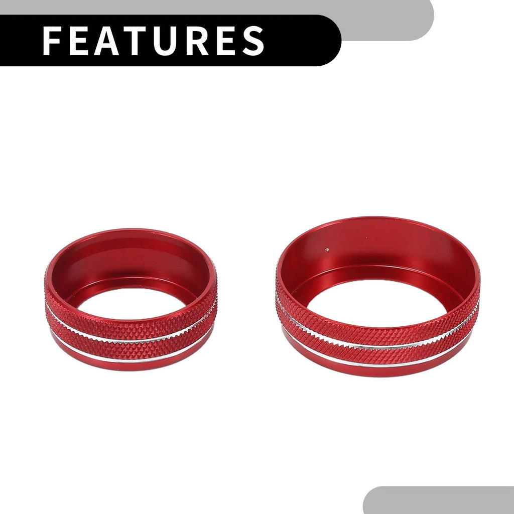 Set of 3 AC Media Volume Switch Knob Cover Rings for Dodge Durango (2021–2023) Red