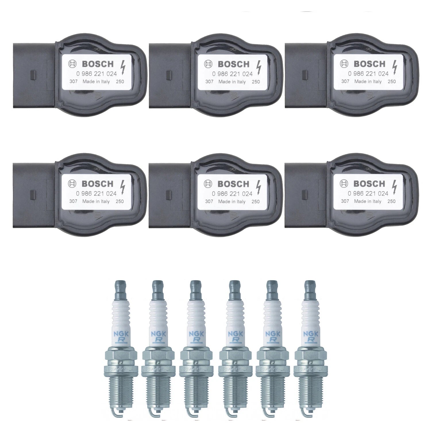 Set of 6 Ignition Coils & NGK V-Power Spark Plugs for Audi A4, BMW E46, VW Passat