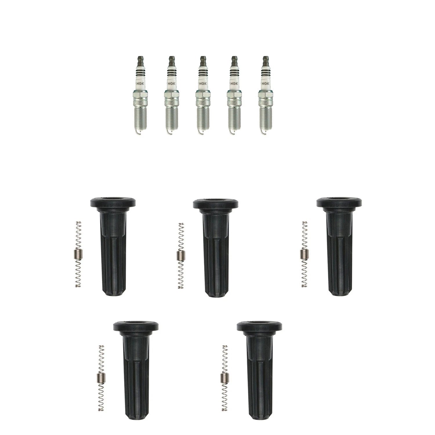 Set of 5 NGK Iridium IX Spark Plugs & Denso Coil Boots for Canyon Colorado H3 i-370