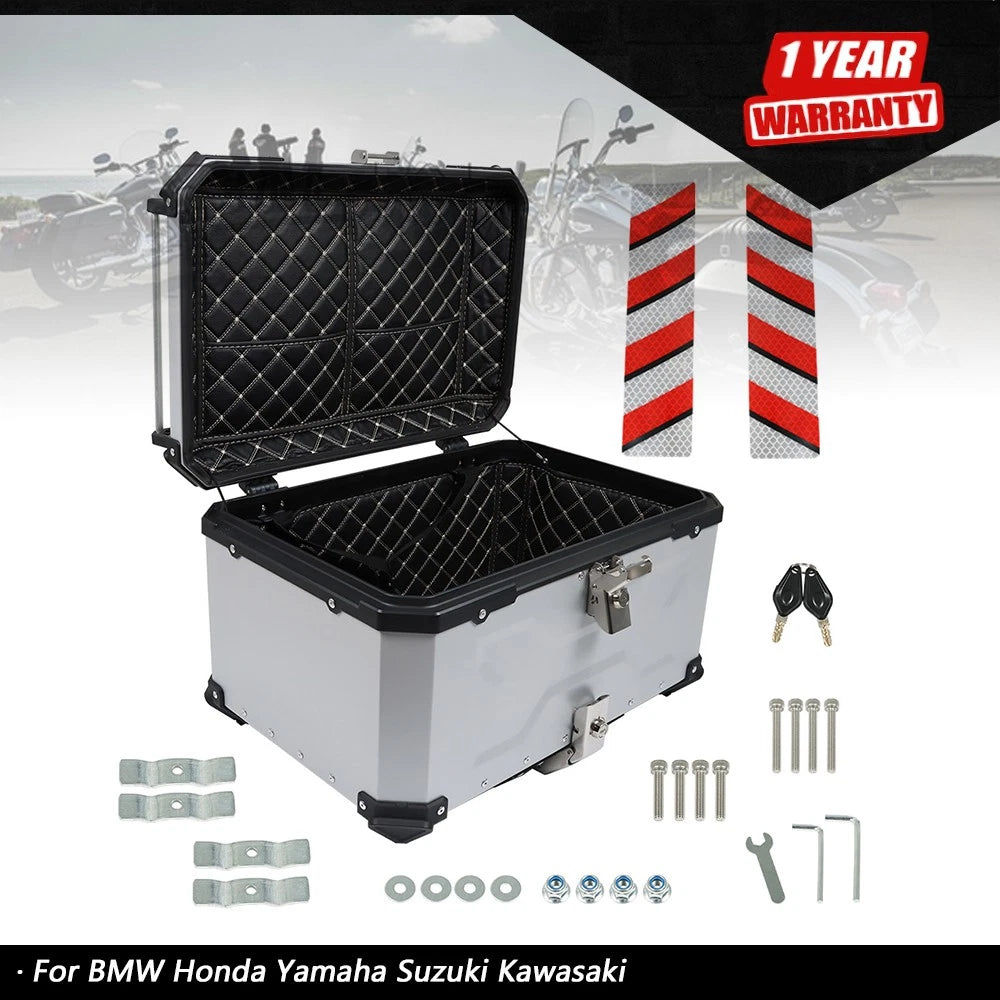 Motorcycle Top Case Tail Box for Scooter (Waterproof, Silver)