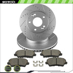 Front Brake Ceramic Pad & Drilled Slot Rotor for Kia Forte (2017–2018)