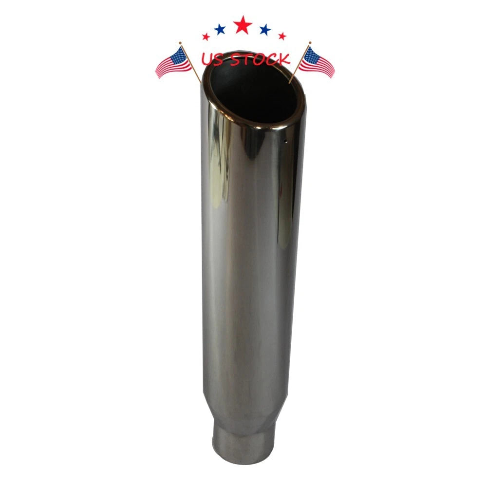 Stainless Steel 2.5" Inlet 3.5" Outlet 18" Angle Cut Exhaust Tip