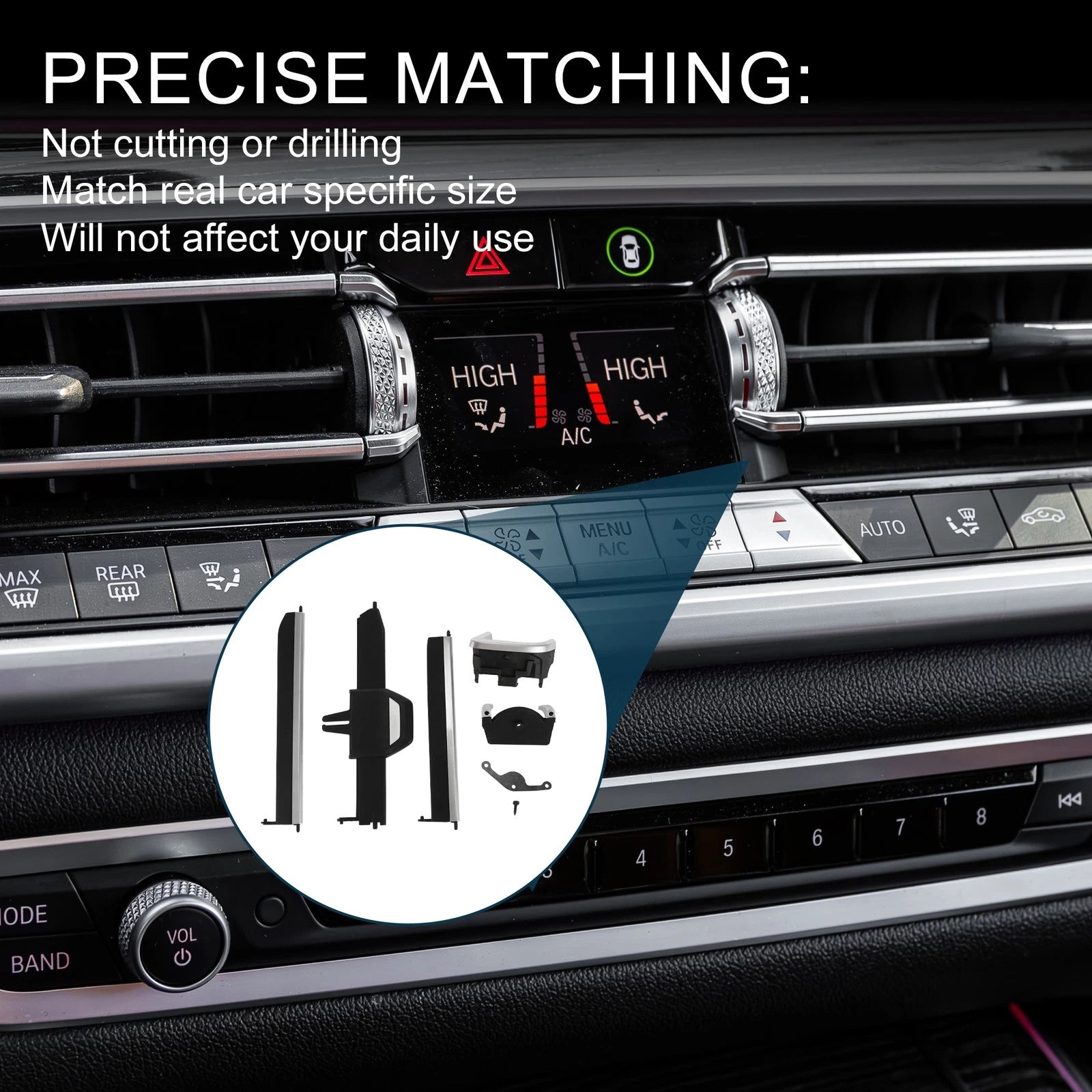 Set of 1 AC Air Vent Clips Tab for BMW X5 G05 (2019–2023) Black Silver Tone