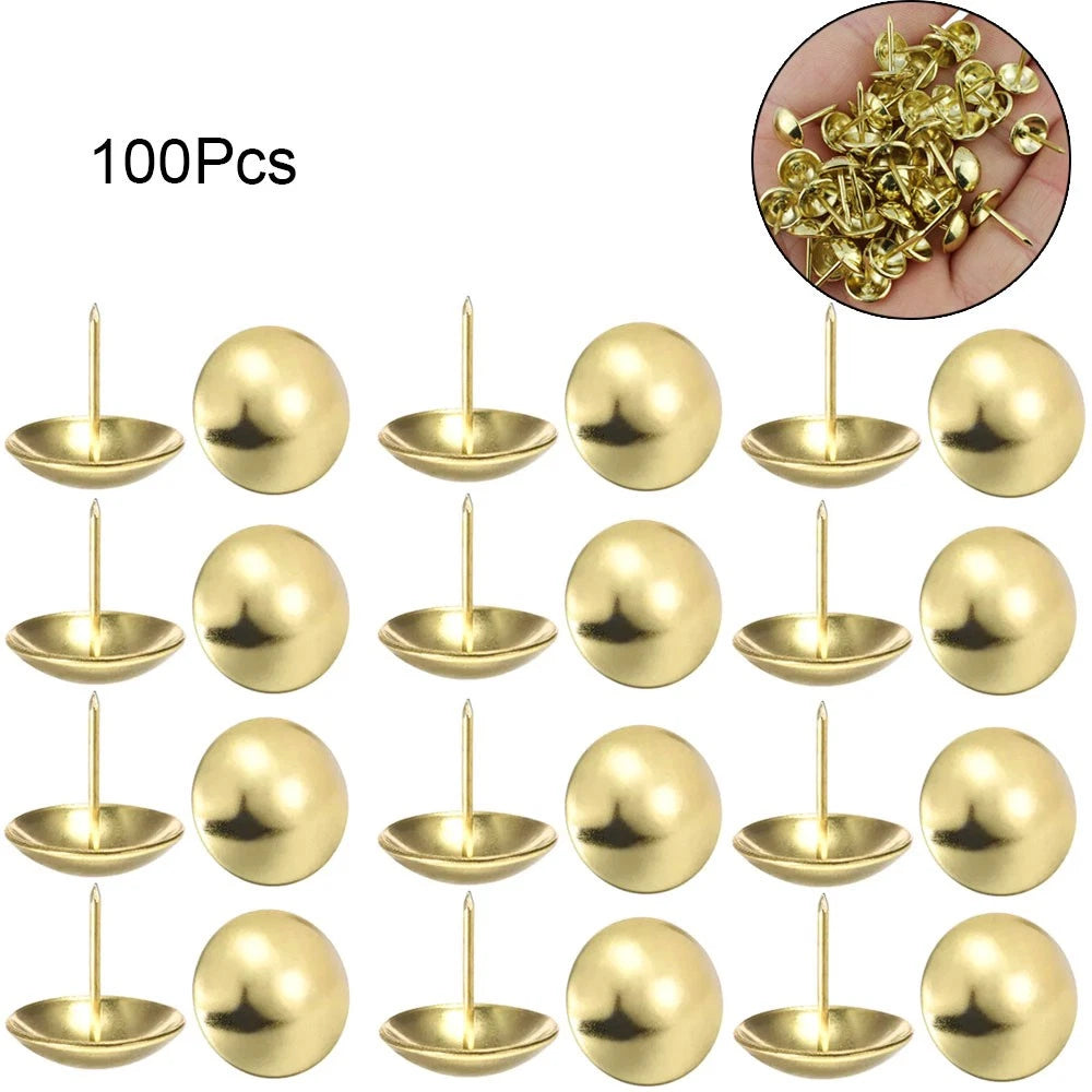 100Pcs Gold Upholstery Nails for Furniture (11mm x 11mm)