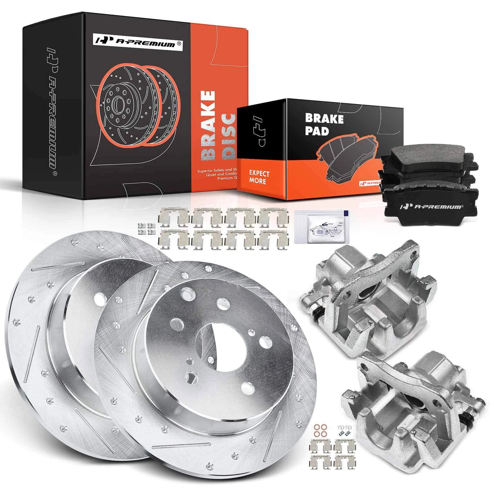 8x Rear Drilled Brake Rotor and Pad for Toyota RAV4 (2012-2018)