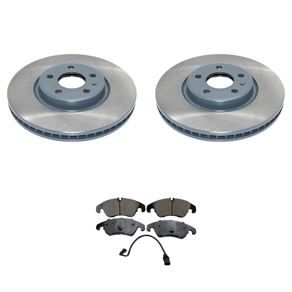 Front Rotors & Akebono EURO Ceramic Brake Pads Kit for Audi A4 A5 Quattro (2010–2016)