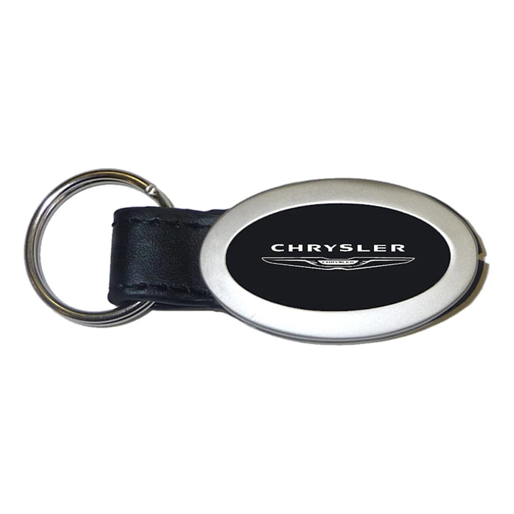 Black Oval Leather Keychain - Officially Licensed for Chrysler