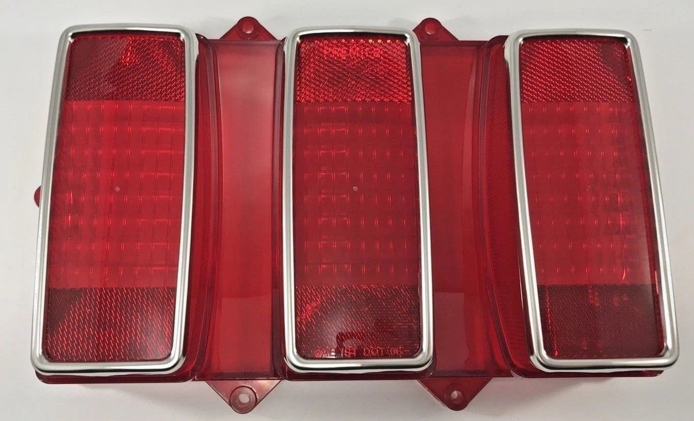Brake Tail Light Lenses with Stainless Trim for 1969 Ford Mustang (PAIR)