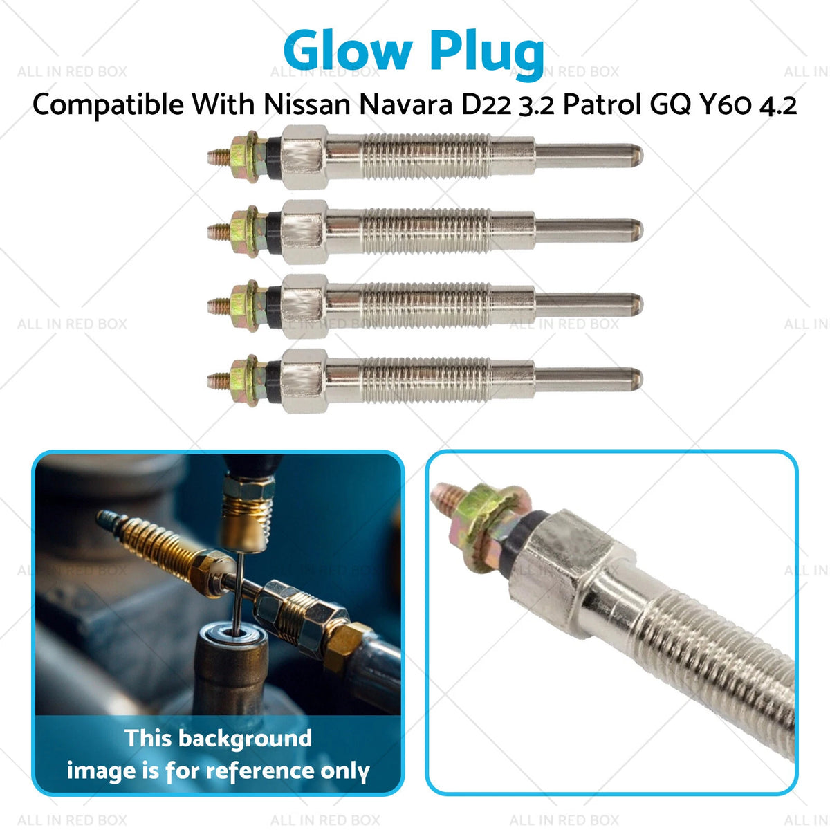 4X Glow Plug for Nissan Patrol GQ Y60 4.2 Diesel TD42 (1988–1997) 1855G-NI025