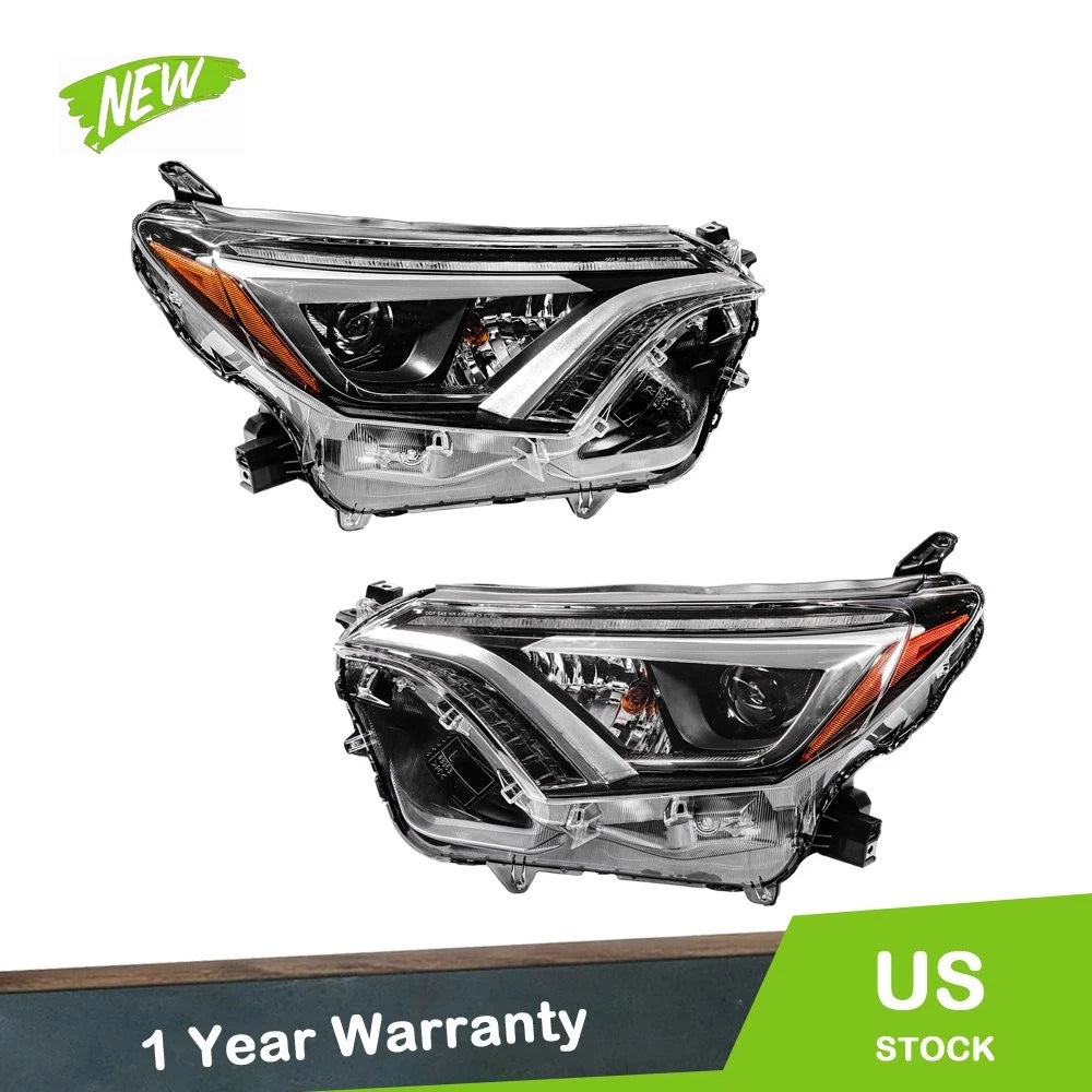 Set of 2 Headlight Assemblies for Toyota RAV4 (2016–2018) LED DRL