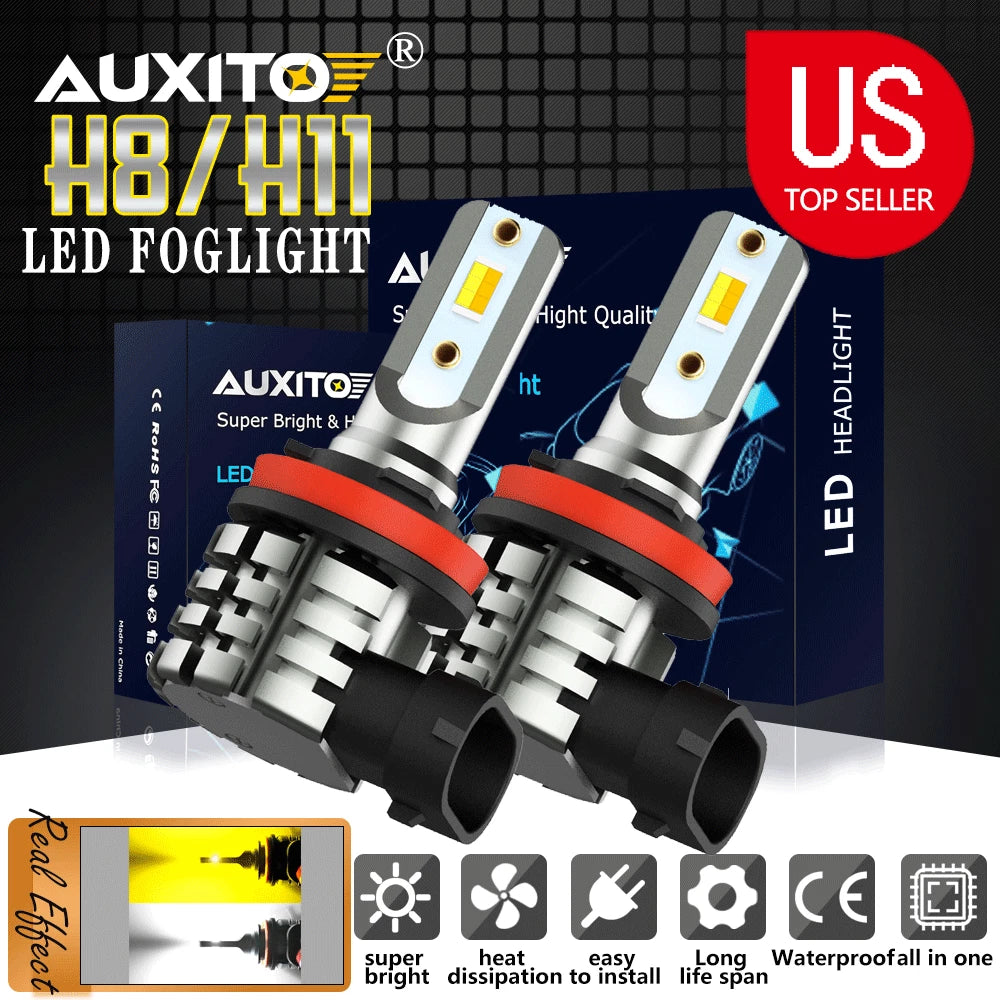 Dual Color LED Fog Light Bulbs for H8 H11 (6000K White/3000K Amber)