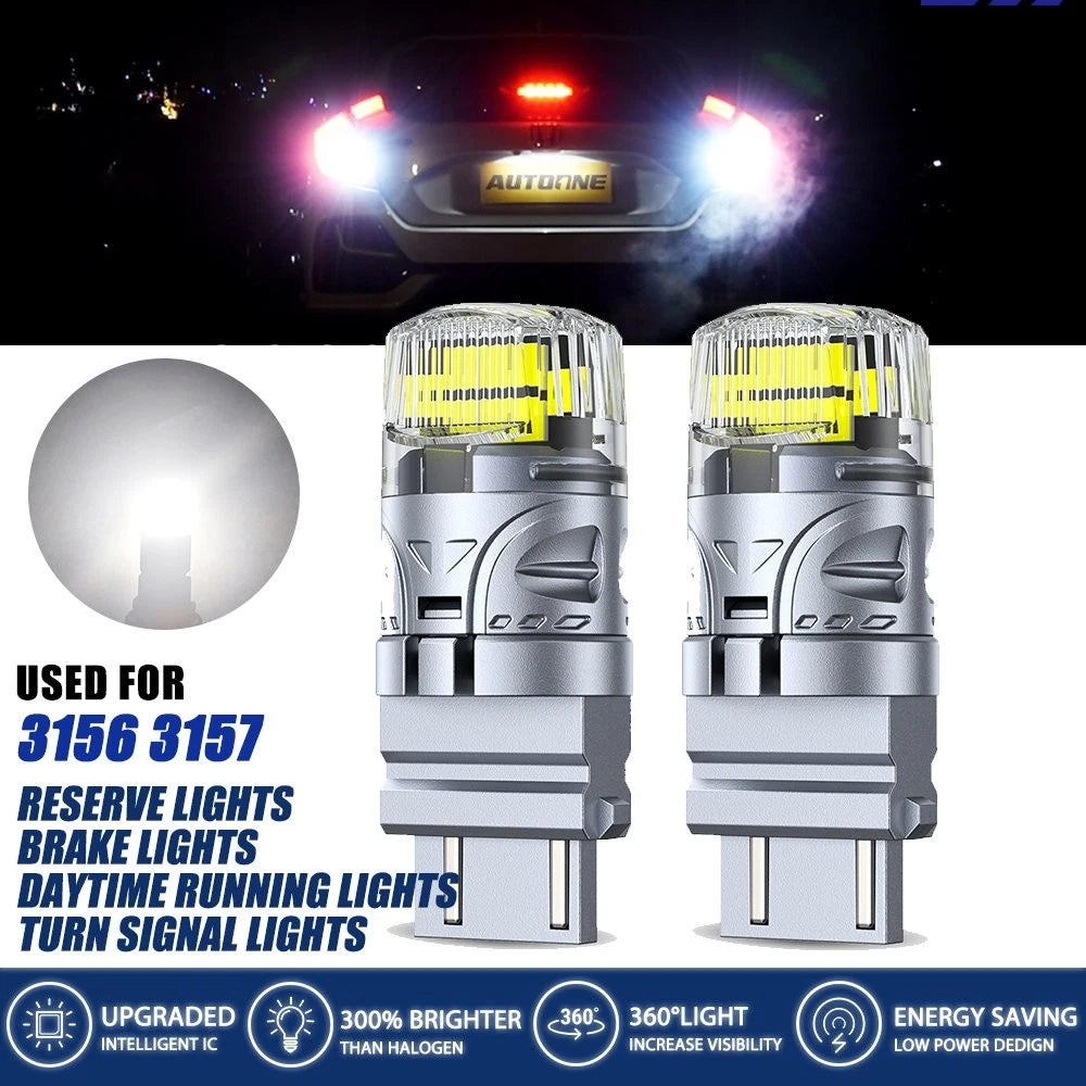 2X 3157 LED Reverse Tail Brake Stop Turn Signal Bulb for Autoone (6000K)