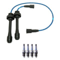 NGK Wire Set & Denso 4 Double Iridium Spark Plugs for Mazda Protege (1999–2003)