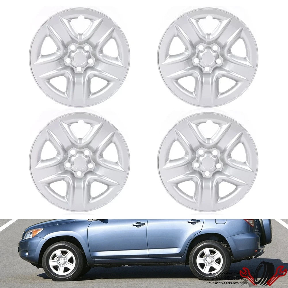 Set of 4 Wheel Hub Caps for Toyota RAV4 (2006–2012) 17" Silver Full Rim