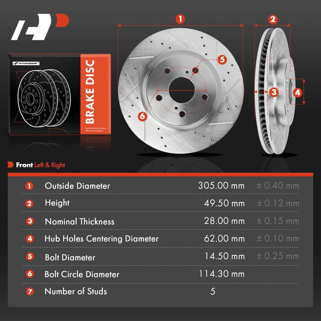 Drilled Brake Rotors Front & Rear for Toyota Camry 2018–2023 (4)