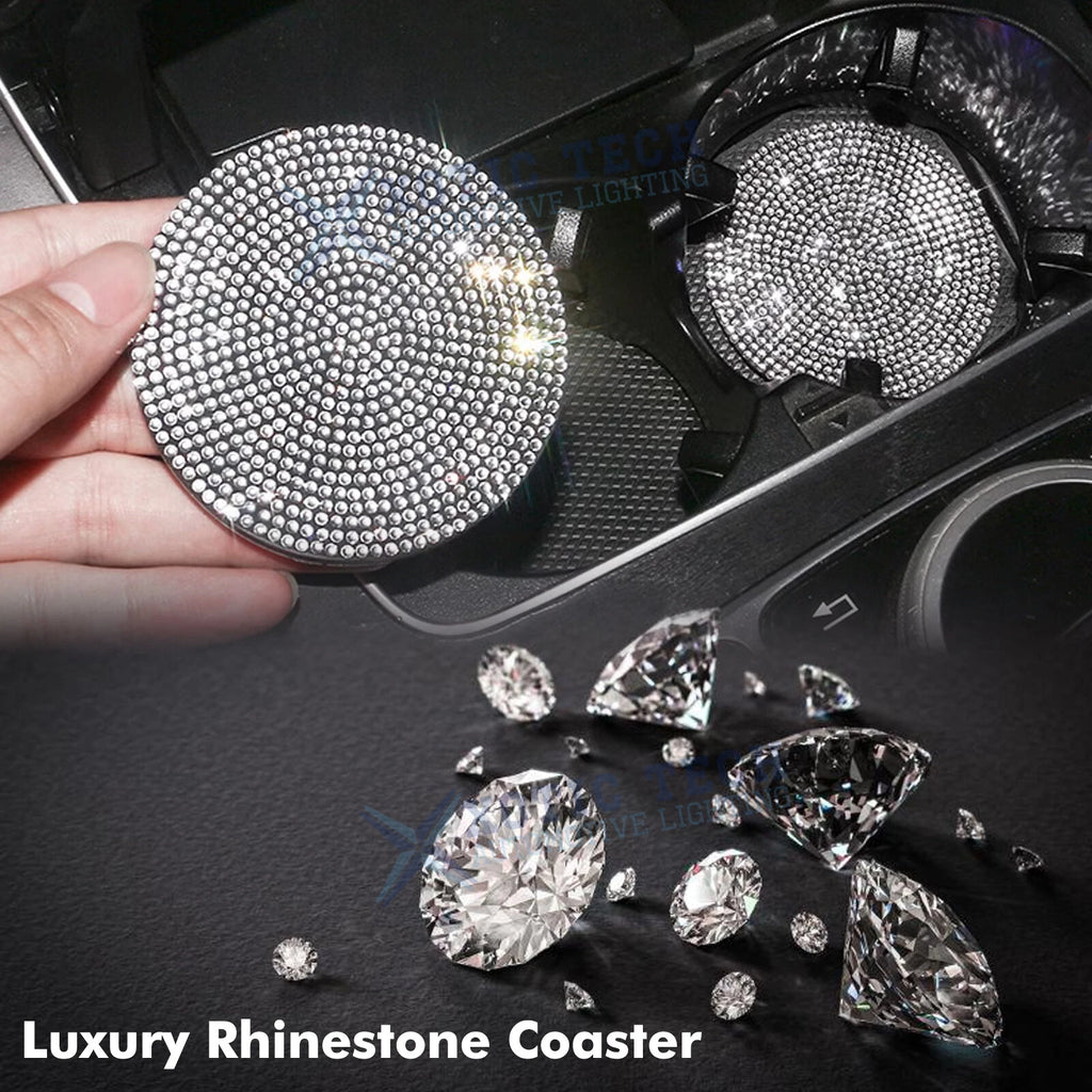 Bling Car Cup Holder Coasters Engine Start Button Ring Cover Decoration for Universal (2000-2025)
