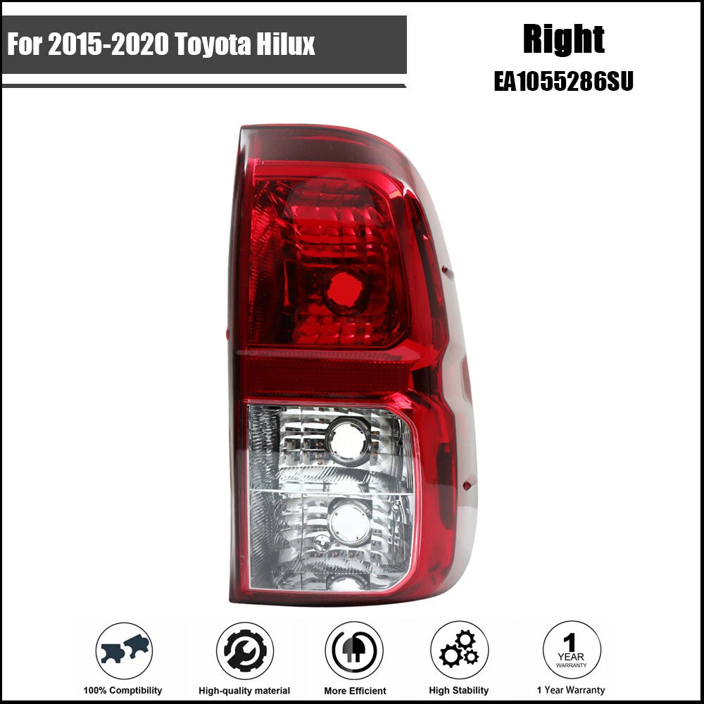 Passenger Side Tail Light for Toyota Hilux (2015–2020) Black Red