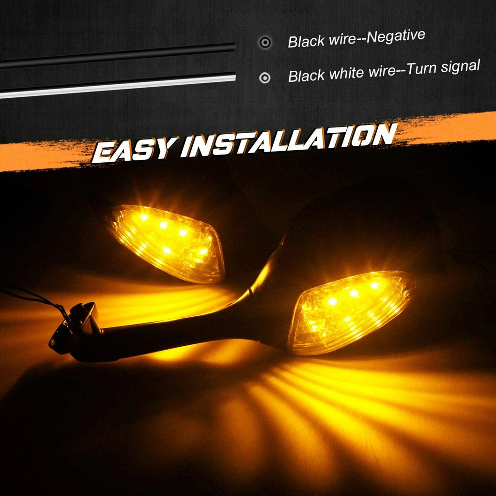LED Turn Signal Rear View Mirrors for Suzuki GSXR 600 750 1000 (2001–2023)