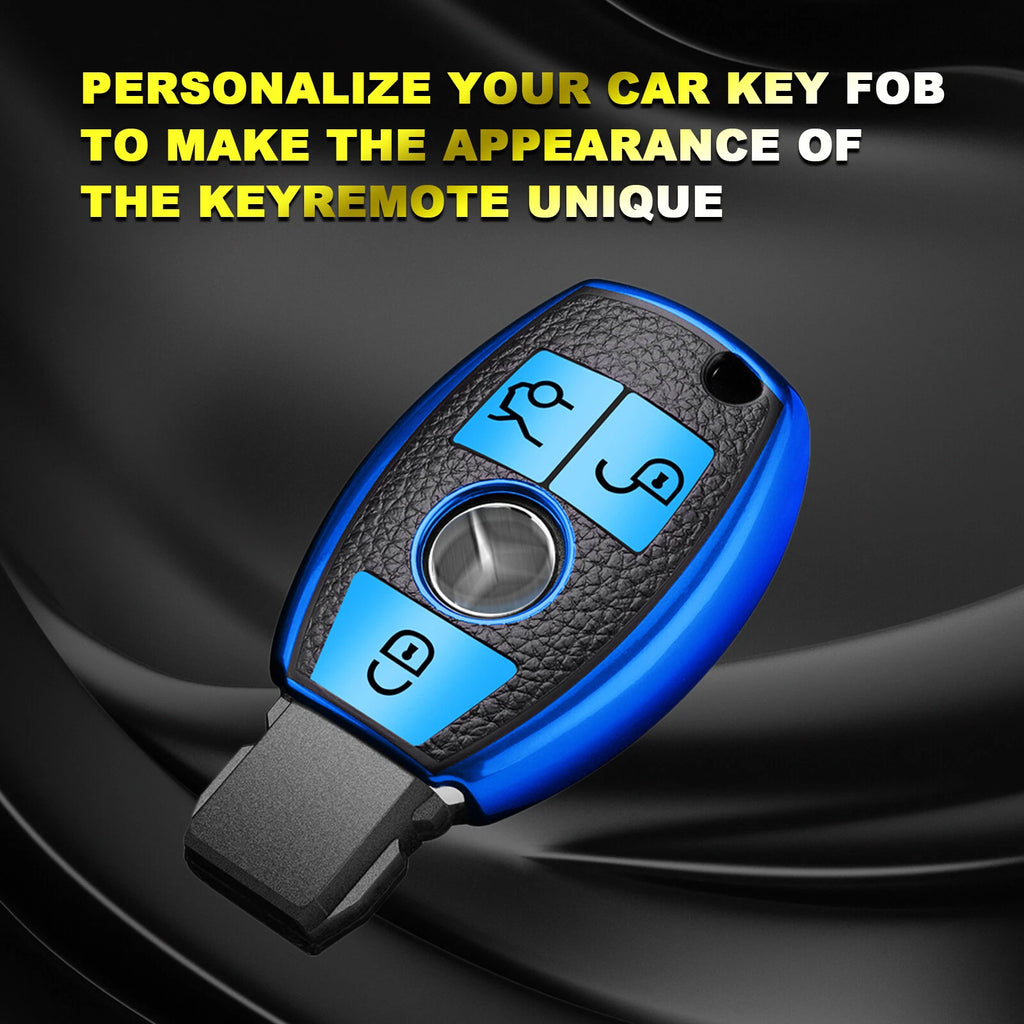 TPU Leather Key Fob Cover for Mercedes-Benz C, E, S-Class (2010-2017)