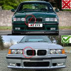 Chrome Frame Black Front Kidney Grille for BMW E36 (1997–1999)