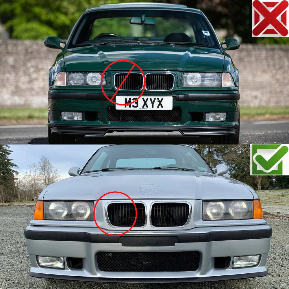 Chrome Frame Black Front Kidney Grille for BMW E36 (1997–1999)