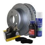 Rear Brake Kit Set of 4 for Cadillac Chevy GMC (330mm Drilled Disc, Akebono)