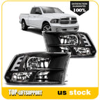 2Pcs Headlight Assembly for Dodge Ram 1500 2500 3500 (2009–2018) Black Quad