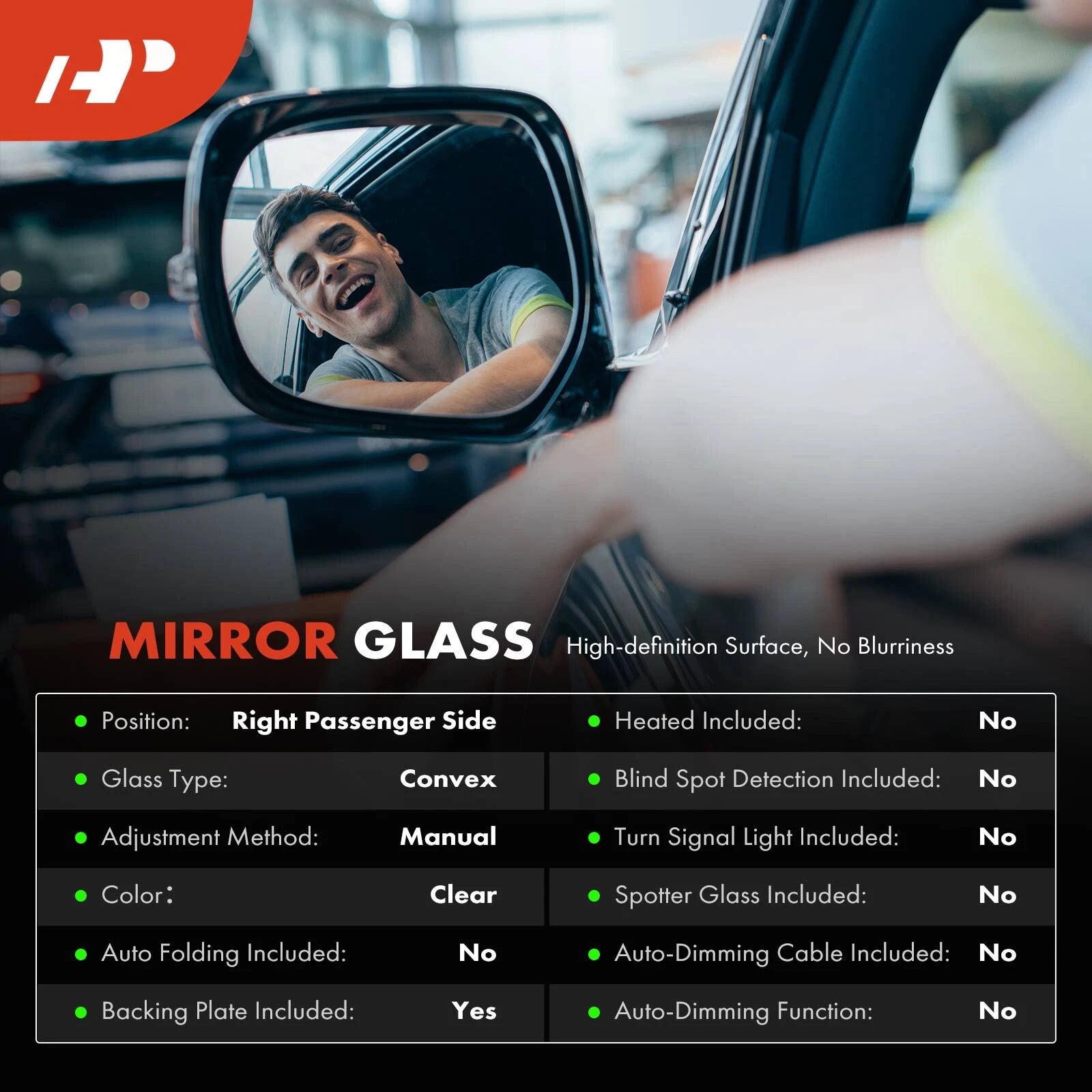 Passenger Manual Mirror Glass for Toyota Yaris (2007–2012)