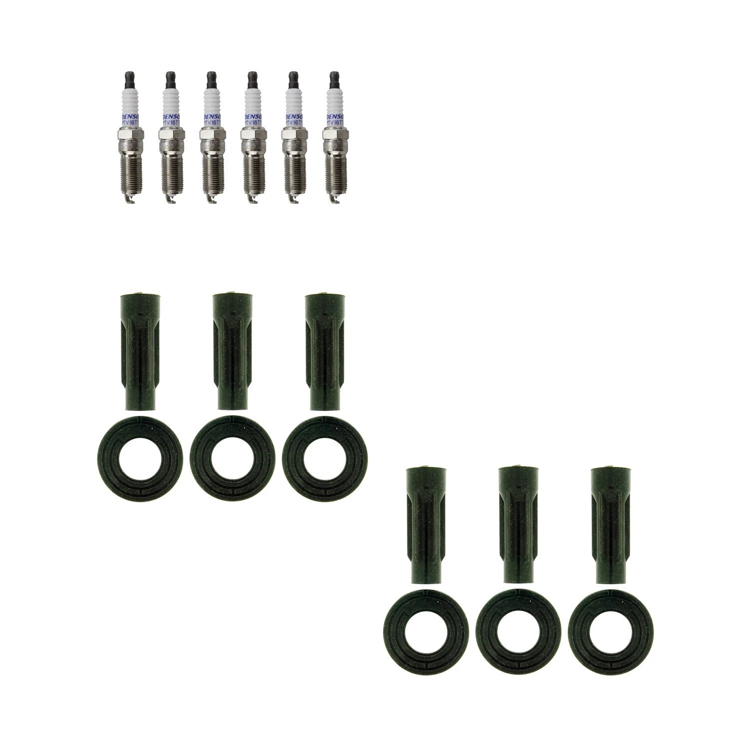 Denso 6 Platinum TT Spark Plugs & NGK Ignition Coil Boots for Mazda Tribute (2001–2008)