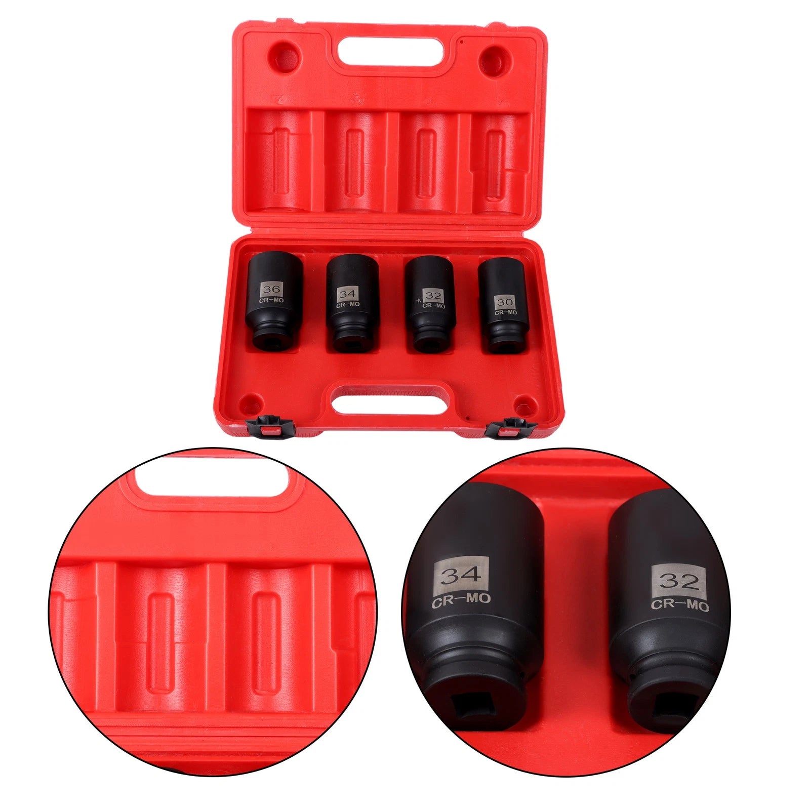 Set of 4 Deep Spindle Axle Nut Sockets