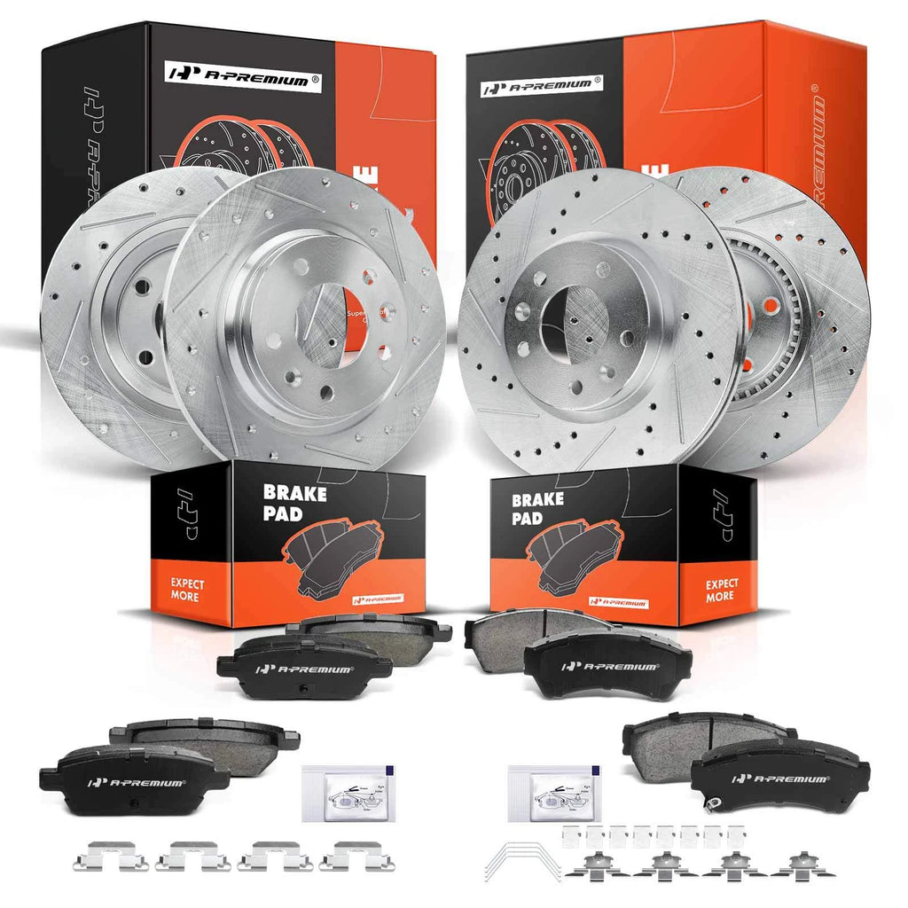 Set of 4 Drilled Brake Rotors & Ceramic Pads for Ford Fusion (2006–2011)