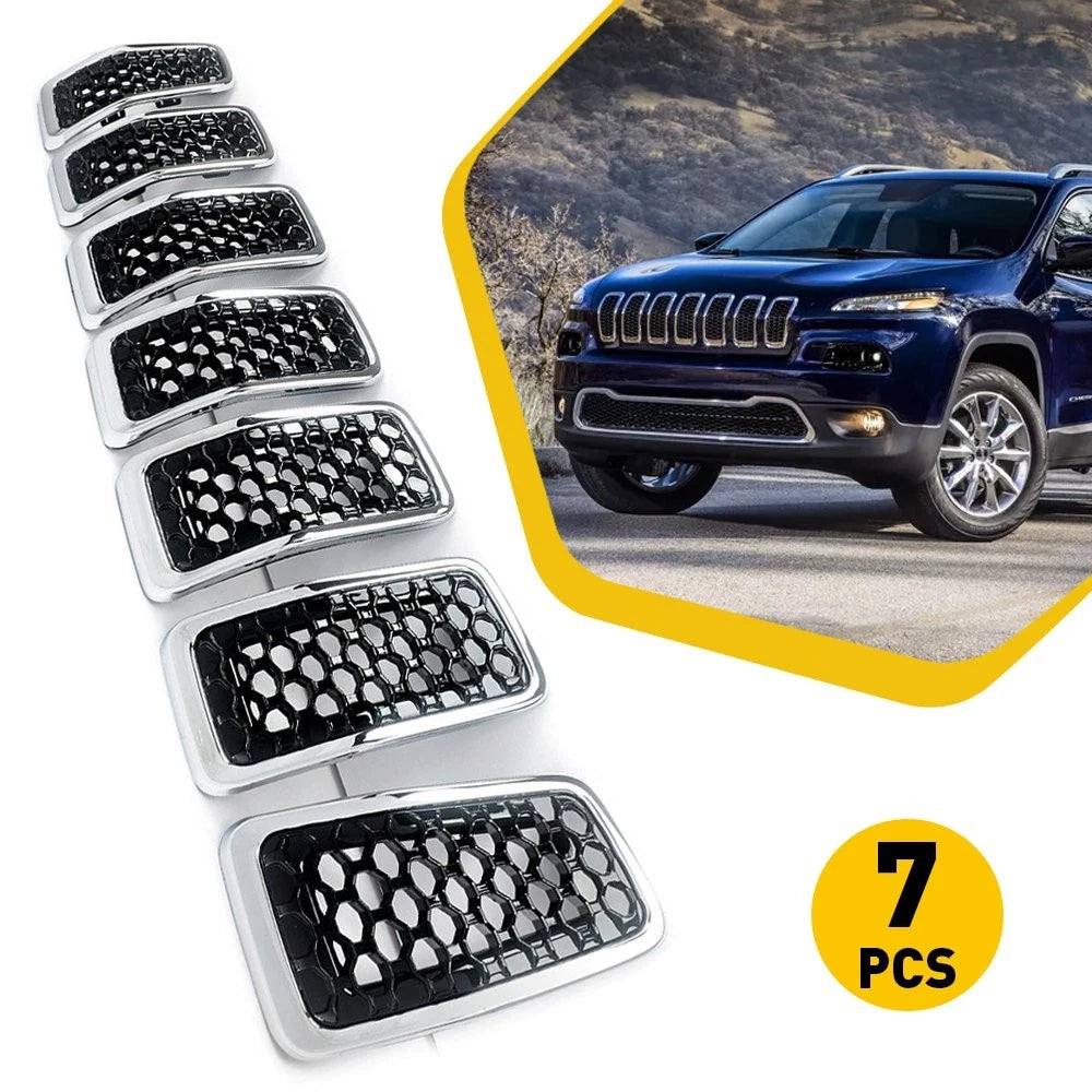 Chrome Mesh Honeycomb Front Grille Inserts for Jeep Cherokee (2019–2022)