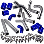 2.5" Universal Aluminum Intercooler Turbo Piping Kit with Silicone Hose & Clamps