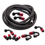 AN8 -8AN Nylon Steel Braided Oil Fuel Line Hose End Fitting Kit for Universal (16FT)