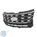 Silver Coated Black Front Bumper Upper Grille for Ford Explorer (2016–2017)