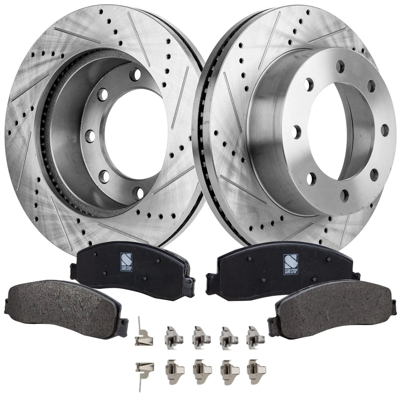 Front Brake Disc Rotors and Pads Kit for Ford F-450 Super Duty (2012)