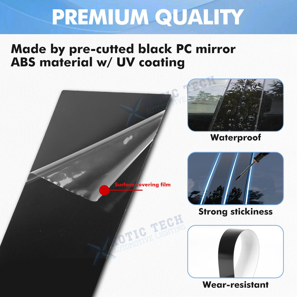 Piano Black Window Pillar Posts Door Trim Kit for Dodge Charger (2011-2024)