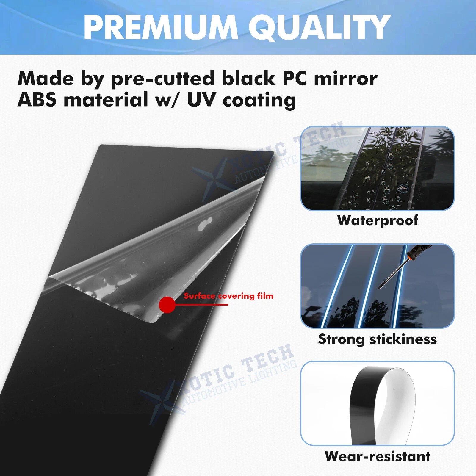 Piano Black Window Pillar Posts Door Trim Kit for Dodge Charger (2011-2024)